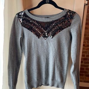 A grey and sequined sweater from Express